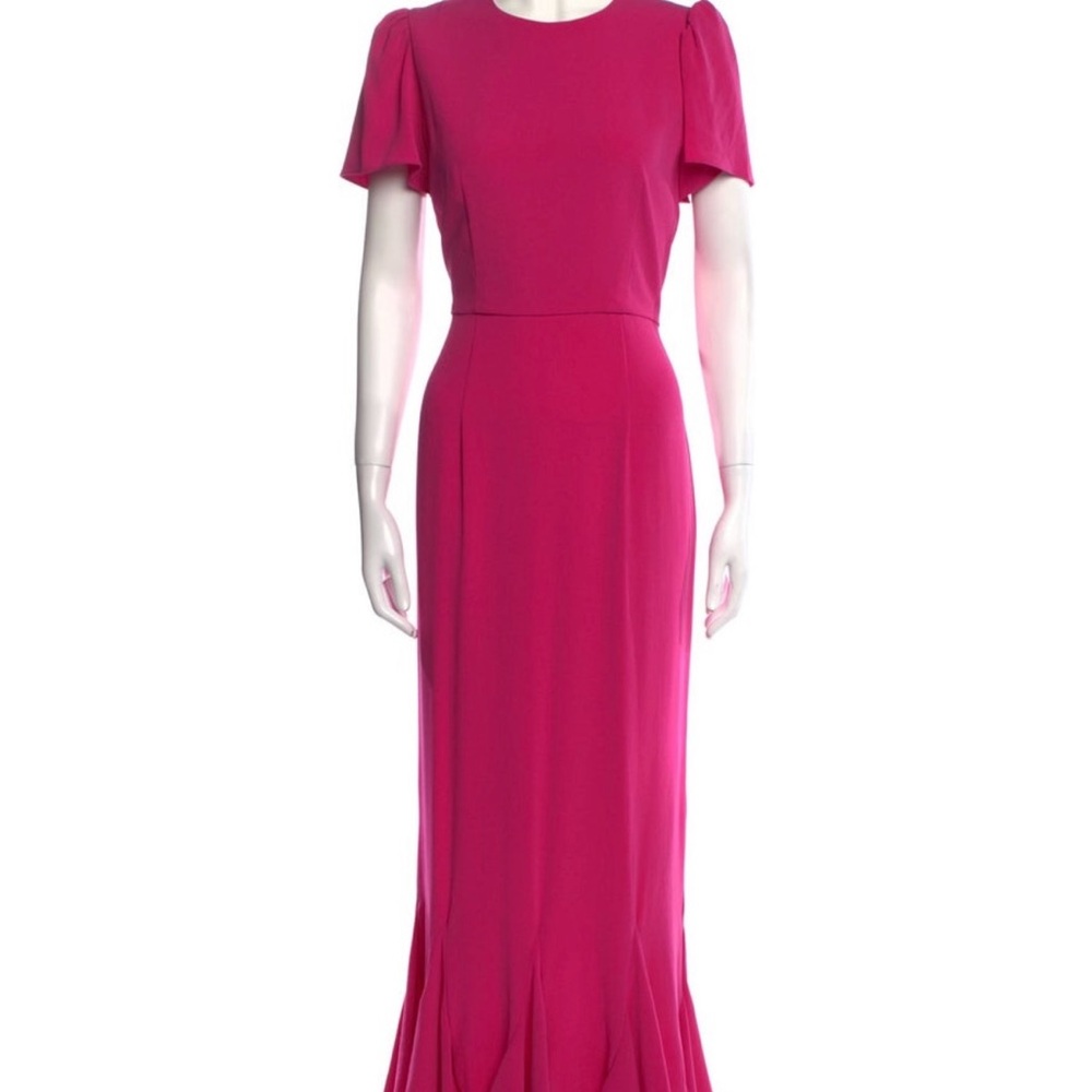 RHODE Pink Ruffled Maxi Dress with Puff Cap Sleeves
